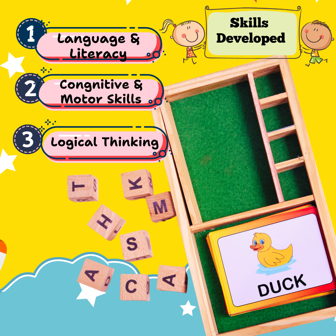 Wooden Alphabet Matching Puzzle – Fun Word-Building Game for Kids