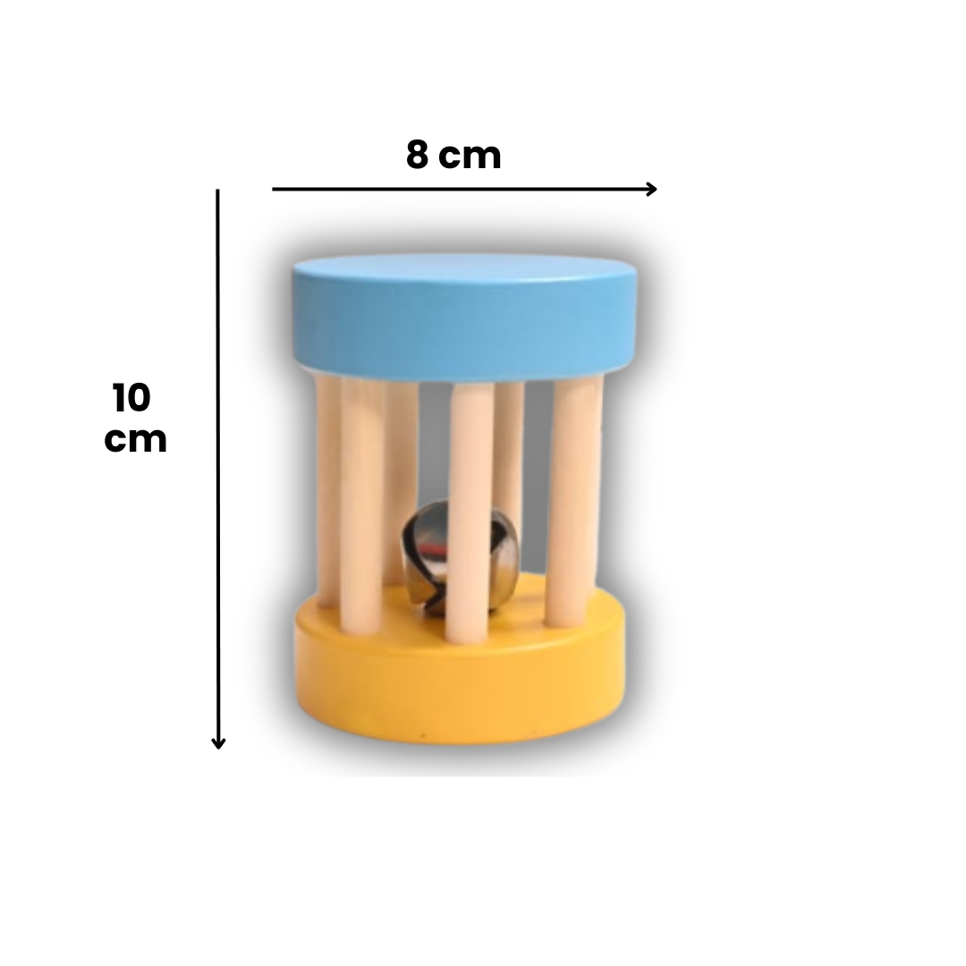Wooden Rolling Bell Rattle – Safe & Eco-Friendly Baby Toy (0-2 Years)