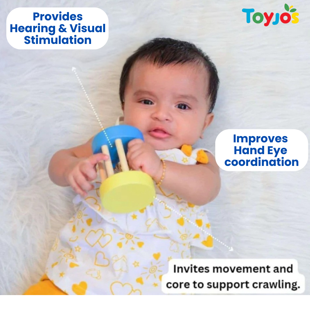 Wooden Rolling Bell Rattle – Safe & Eco-Friendly Baby Toy (0-2 Years)