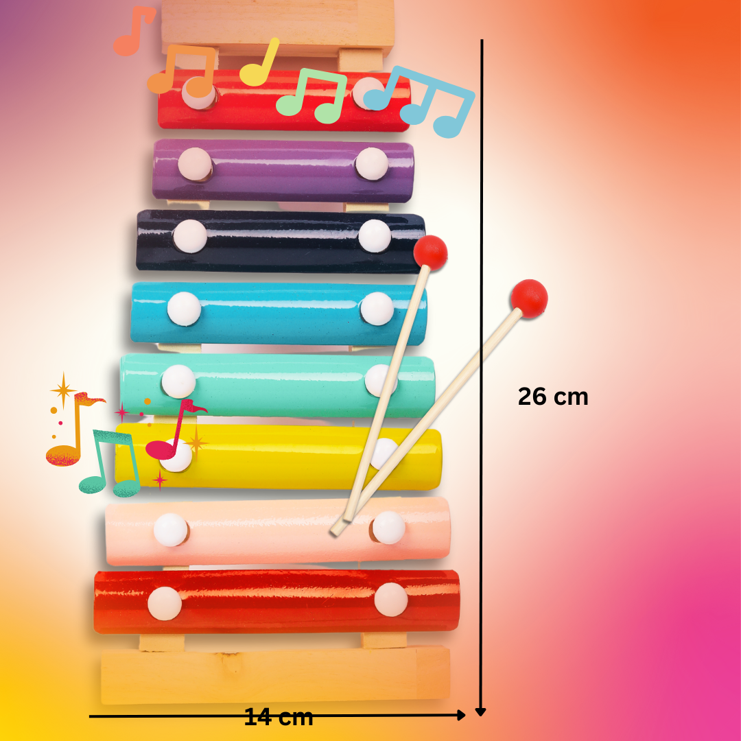 Toyjos Rainbow Melody Wooden Xylophone for Kids – 8-Note Musical Toy