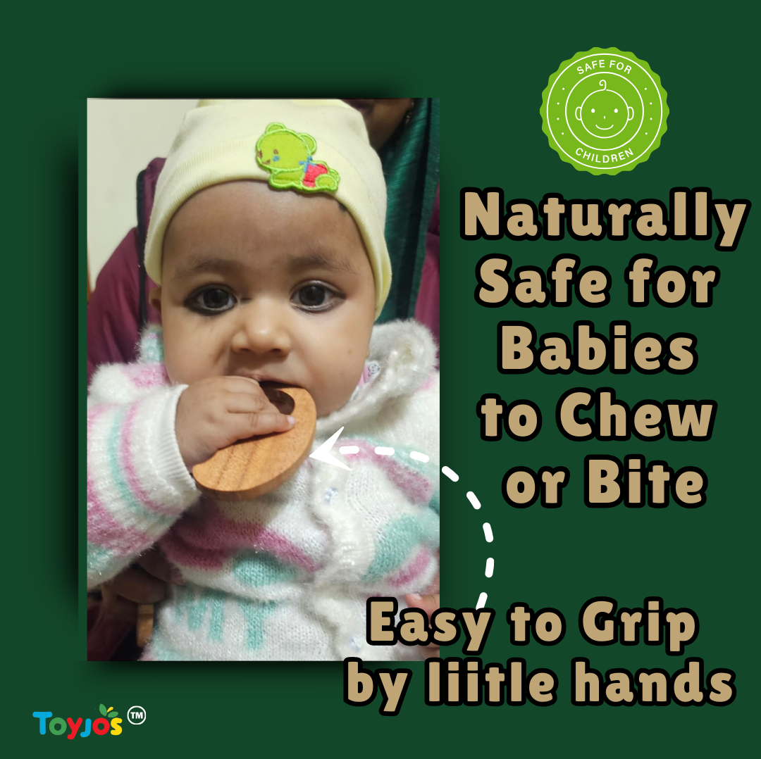 "Toyjos Natural Neem Wood Teethers β Set of 2 | Safe, Non-Toxic & Eco-Friendly Baby Teething Toy"
