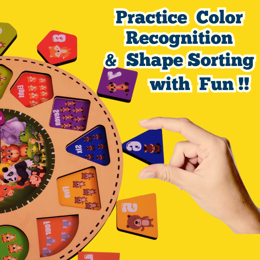 Toyjos Animal-Themed multi skills Learning Clock: Time, Counting & Shape Sorter