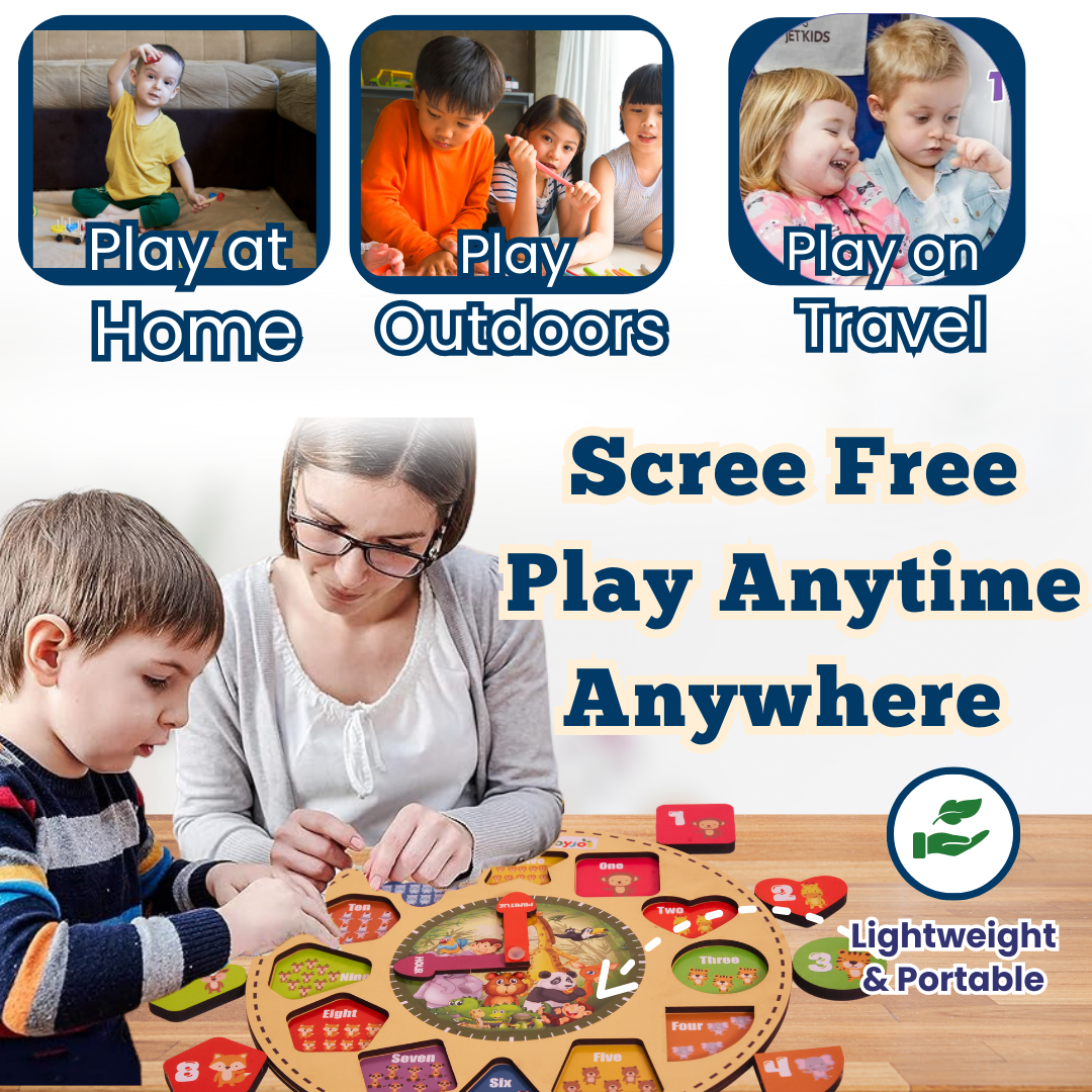 Toyjos Animal-Themed multi skills Learning Clock: Time, Counting & Shape Sorter