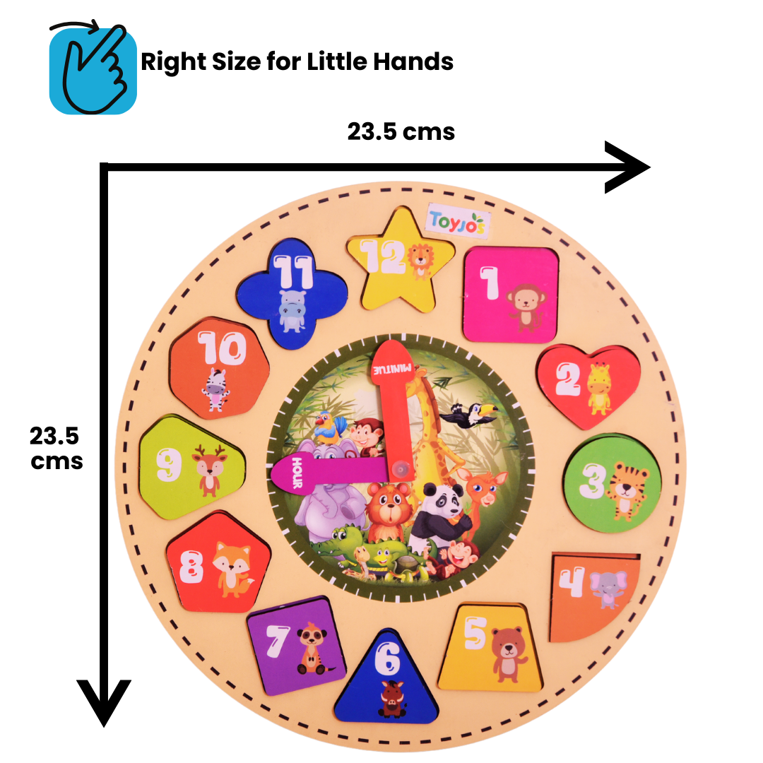 Toyjos Animal-Themed multi skills Learning Clock: Time, Counting & Shape Sorter