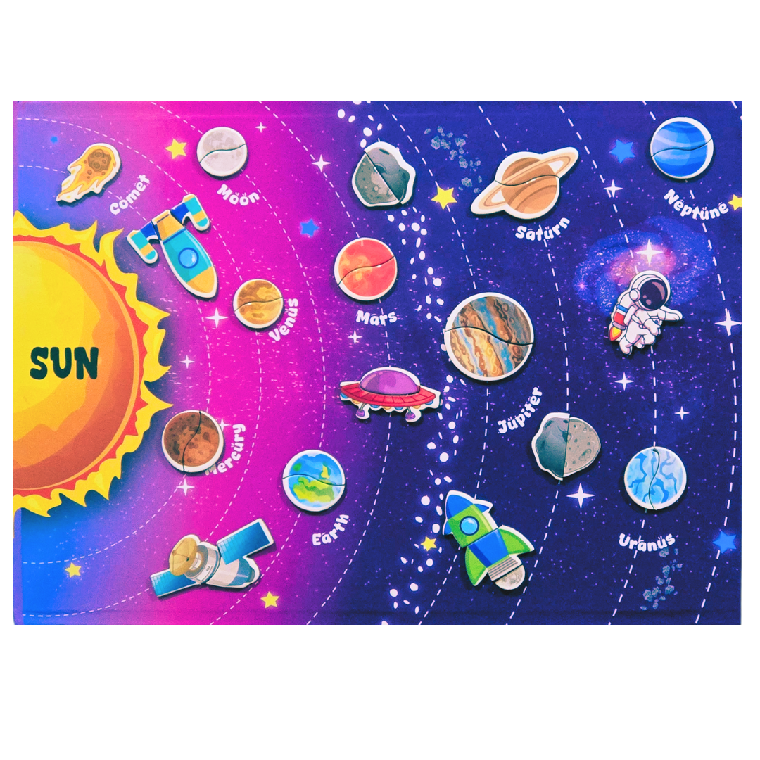 Toyjos Wooden Magnetic 3D Solar System Puzzle – Educational STEM Toy for Kids