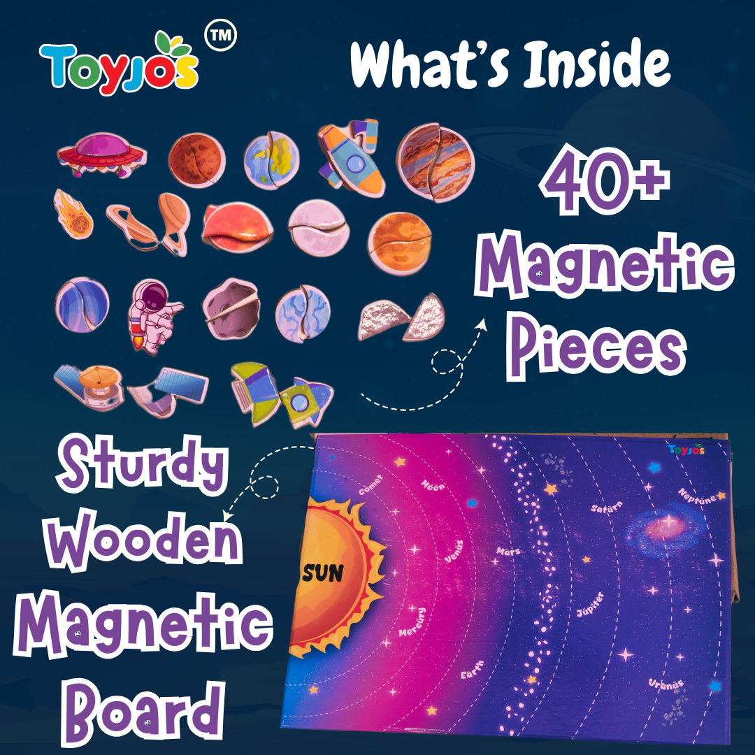 Toyjos Wooden Magnetic 3D Solar System Puzzle – Educational STEM Toy for Kids