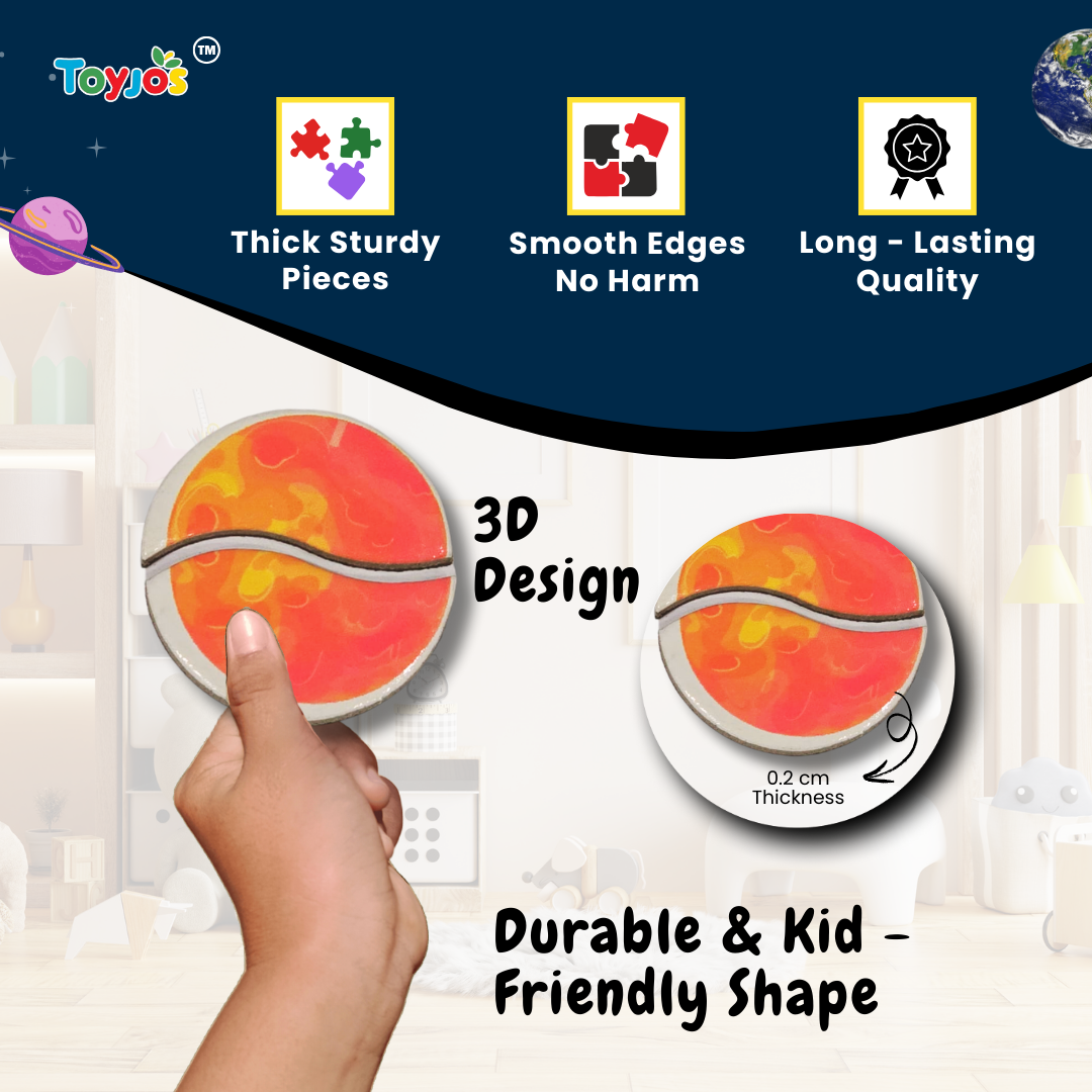 Toyjos Wooden Magnetic 3D Solar System Puzzle – Educational STEM Toy for Kids