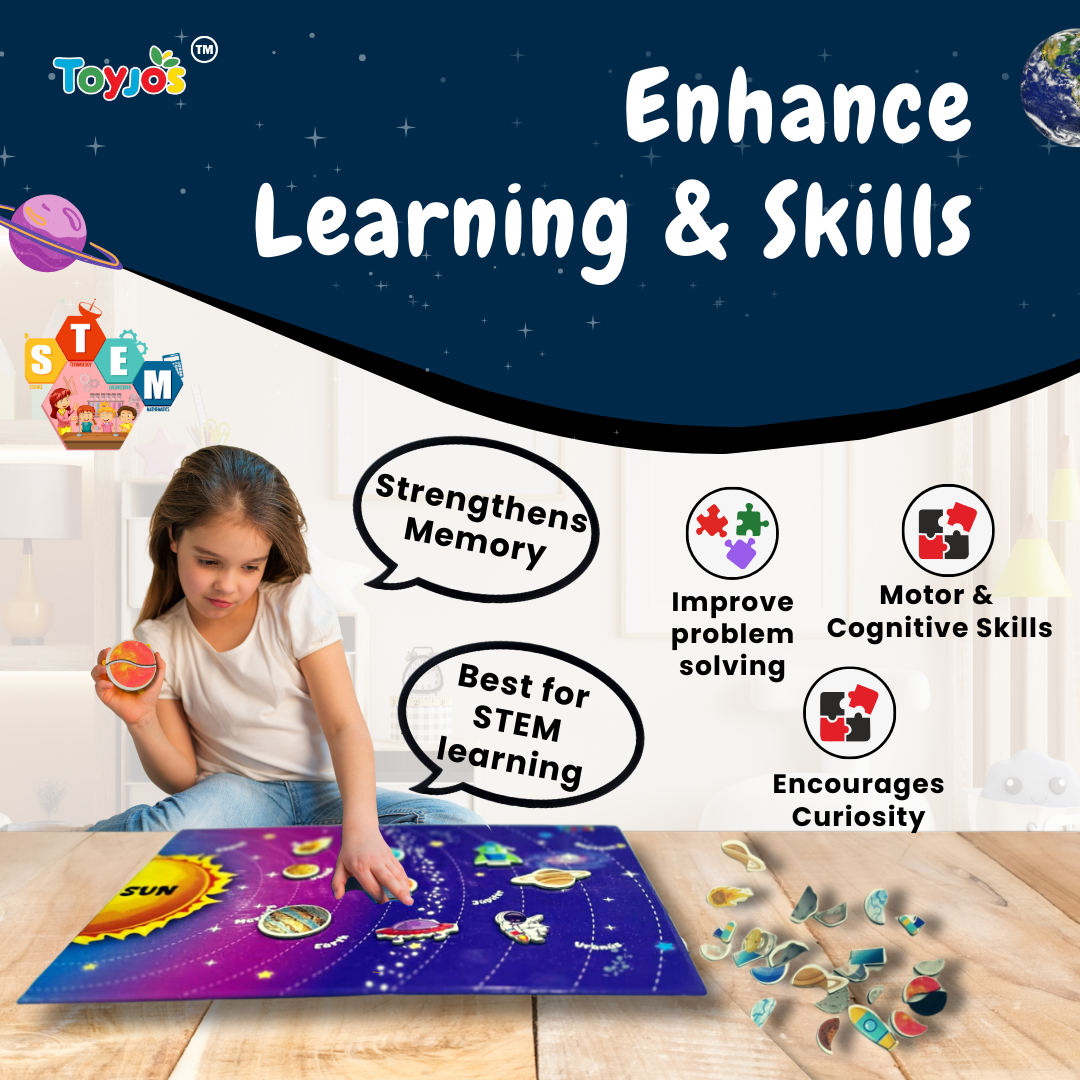 Toyjos Wooden Magnetic 3D Solar System Puzzle – Educational STEM Toy for Kids