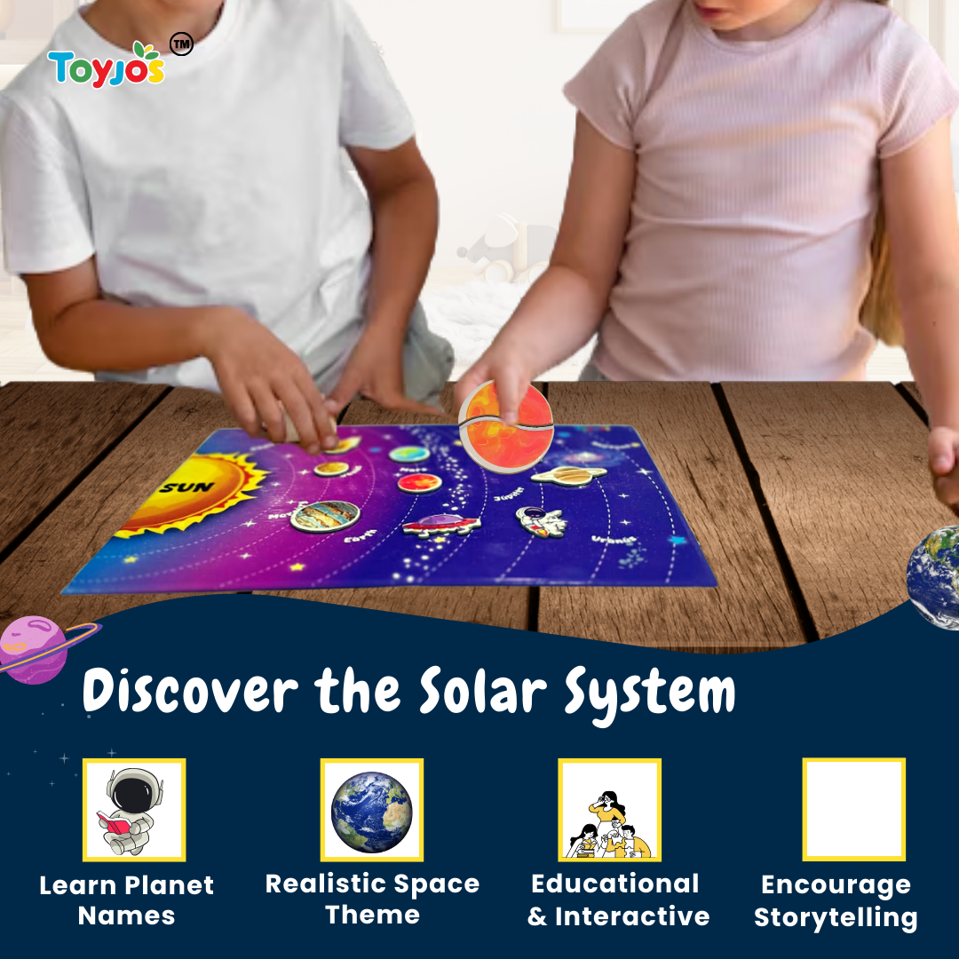 Toyjos Wooden Magnetic 3D Solar System Puzzle – Educational STEM Toy for Kids