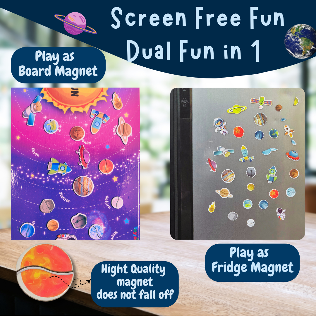 Toyjos Wooden Magnetic 3D Solar System Puzzle – Educational STEM Toy for Kids