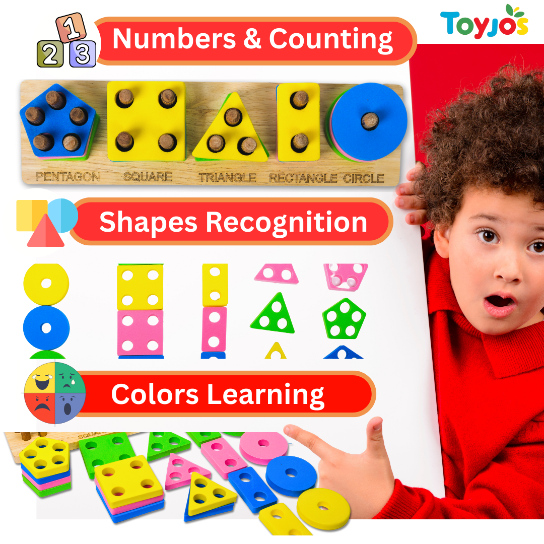 Toyjos - Wooden Shape Sorter Educational Geometric Toy
