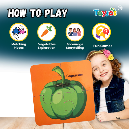 Wooden Vegetables Puzzle - Fun and Learning Game for Toddlers