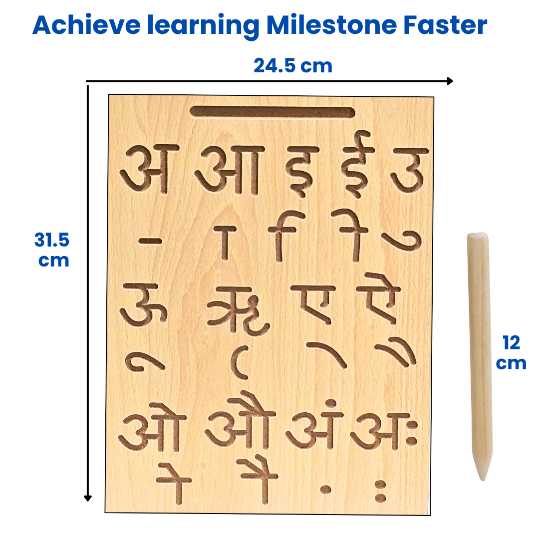 Wooden Set of 2 Tracing Board - Hindi Alphabets (Vyanjan & Varnamala)