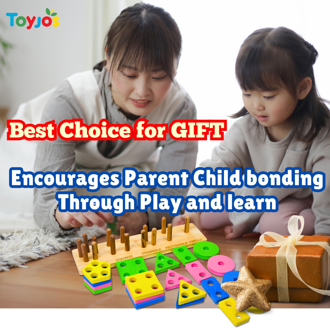 Toyjos - Wooden Shape Sorter Educational Geometric Toy