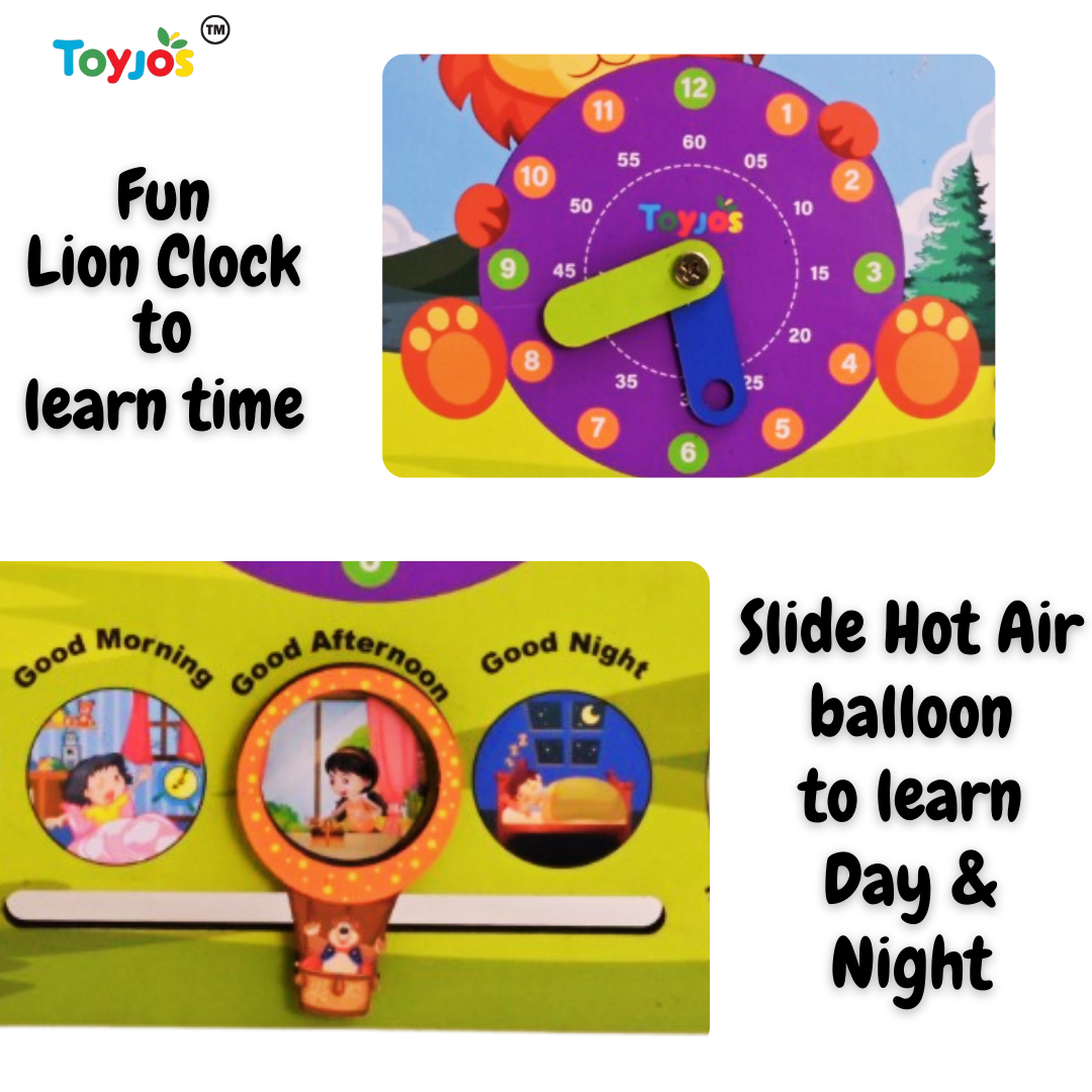 Toyjos 7-in-1 Wooden STEM Calendar, Clock, Weather & Seasons Learning Board for Kids.