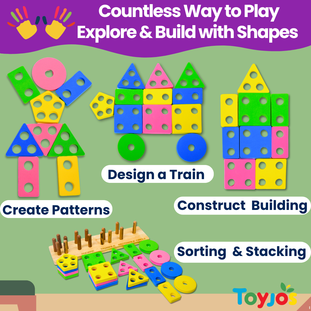 Toyjos - Wooden Shape Sorter Educational Geometric Toy