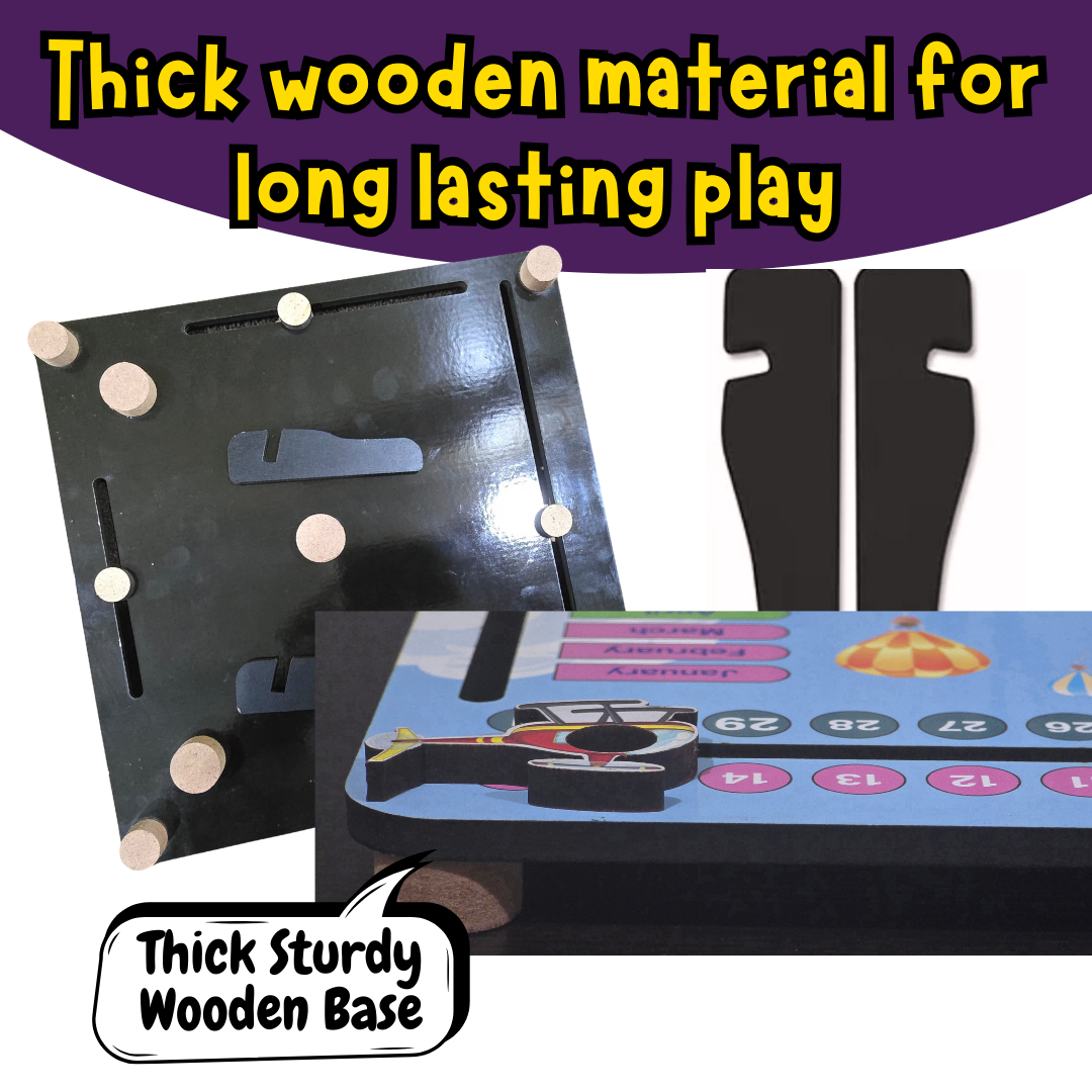 Toyjos 7-in-1 Wooden STEM Calendar, Clock, Weather & Seasons Learning Board for Kids.