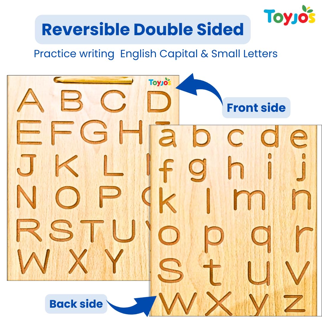 Wooden Tracing Board Combo Set for Kids | English, Maths, Kannada Alphabet Letters Engraved Double-Sided Learning Tool | Montessori Learning Writing Slate with Stylus Pen for Ages 2β5 Years