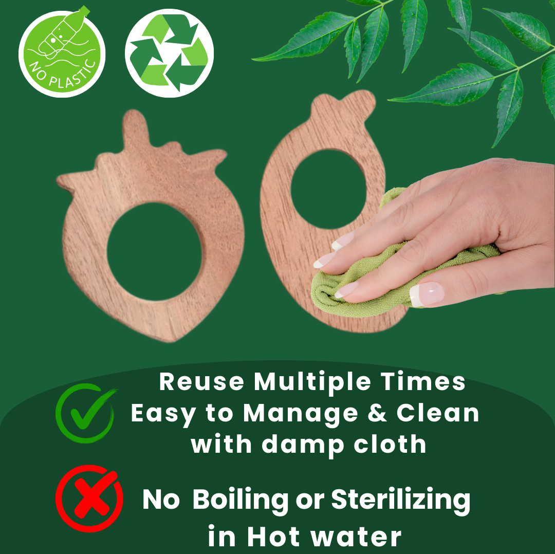 "Toyjos Natural Neem Wood Teethers β Set of 2 | Safe, Non-Toxic & Eco-Friendly Baby Teething Toy"