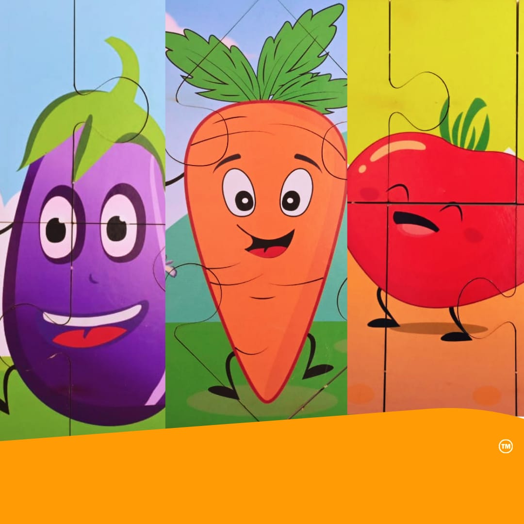Wooden Jigsaw Puzzle - Vegetables (3-in-1)