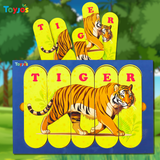Toyjos Double-Sided 8-in-1 Wooden Framed Stick Puzzle – Animal & Transport theme
