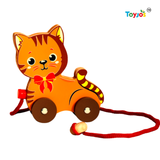 Toyjos Pull-Along Wooden Cat–Safe,Durable & Fun Learning Toy for Toddlers