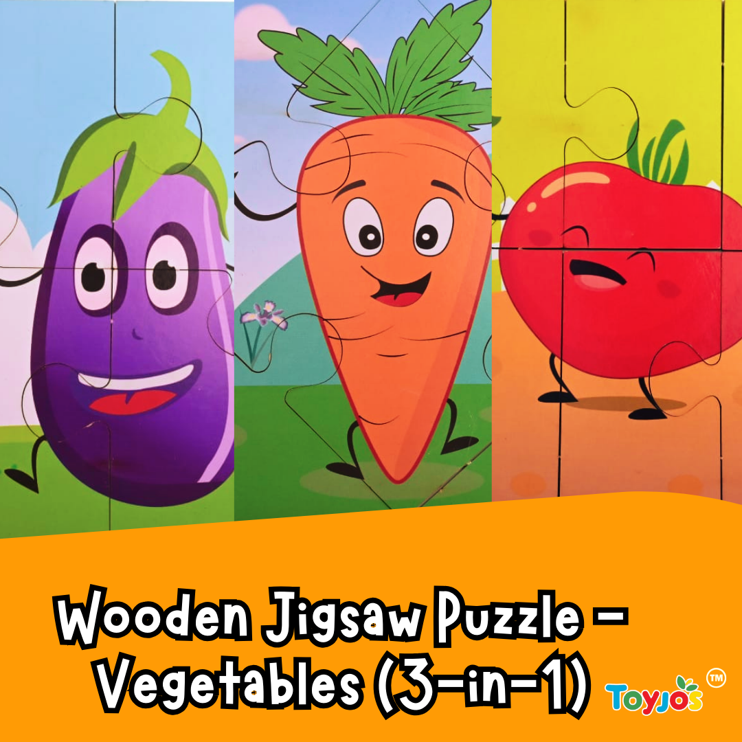 Wooden Jigsaw Puzzle - Vegetables (3-in-1)