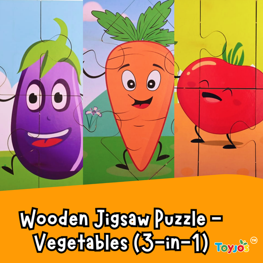 Wooden Jigsaw Puzzle - Vegetables (3-in-1)