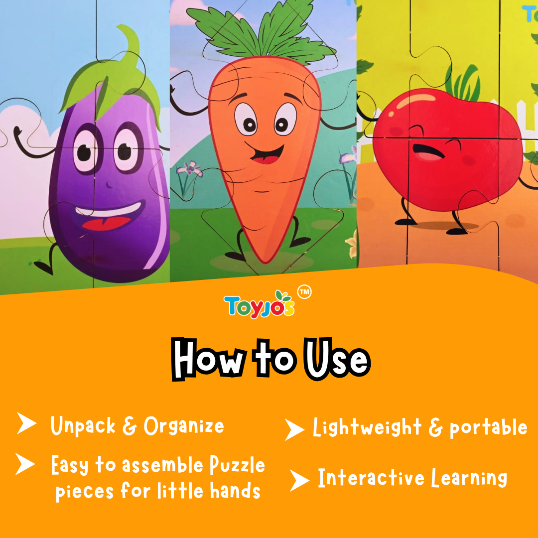 Wooden Jigsaw Puzzle - Vegetables (3-in-1)