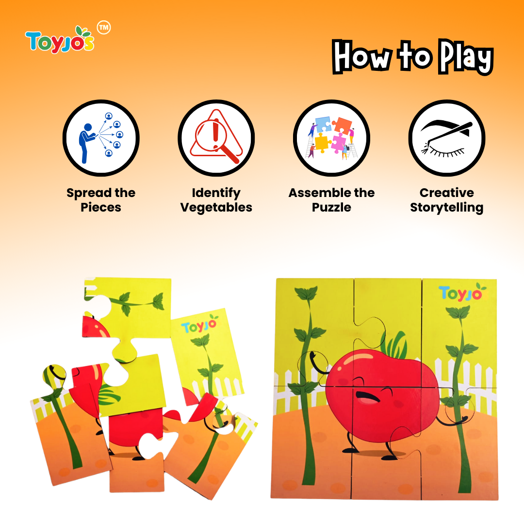 Wooden Jigsaw Puzzle - Vegetables (3-in-1)