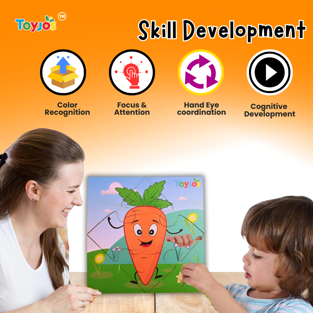 Wooden Jigsaw Puzzle - Vegetables (3-in-1)
