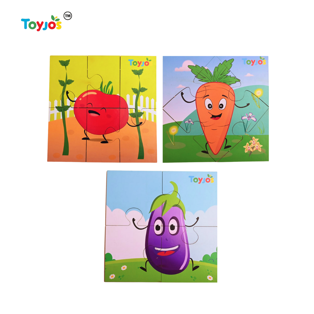 Wooden Jigsaw Puzzle - Vegetables (3-in-1)