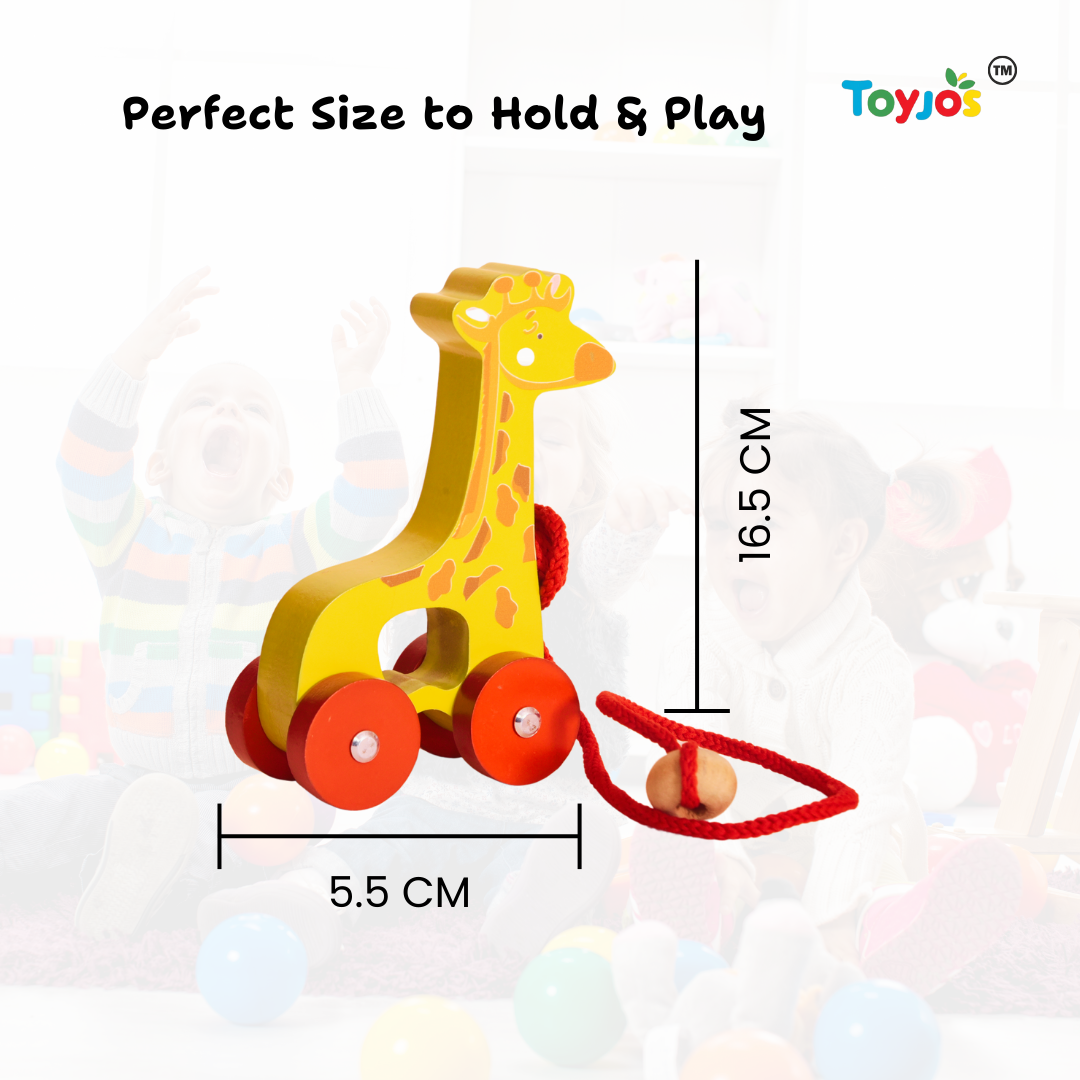 Toyjos Pull-Along Wooden Giraffe β Safe, Durable & Fun Learning Toy for Toddlers