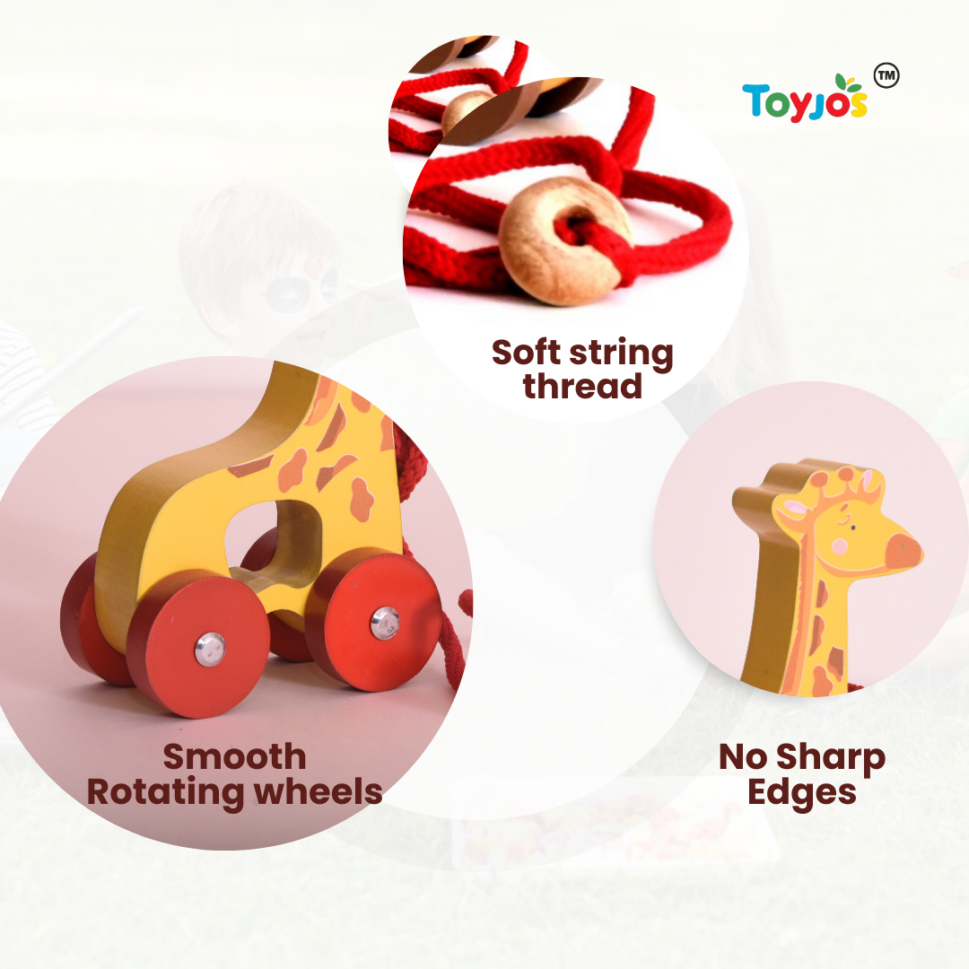 Toyjos Pull-Along Wooden Giraffe β Safe, Durable & Fun Learning Toy for Toddlers