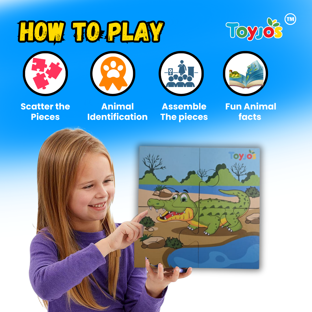 Wooden Jigsaw Puzzle - Wild Animals (3-in-1)
