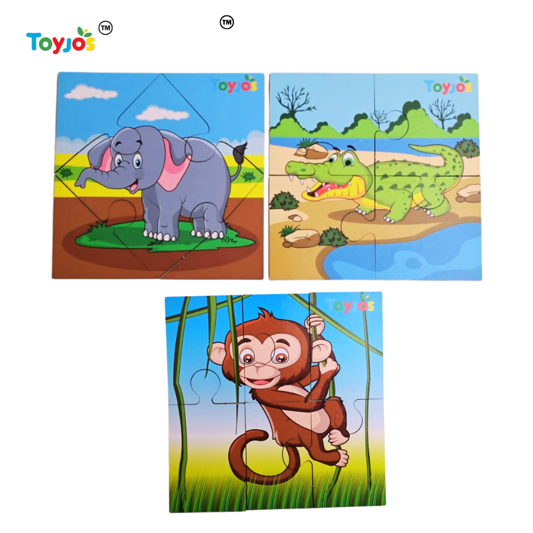 Wooden Jigsaw Puzzle - Wild Animals (3-in-1)