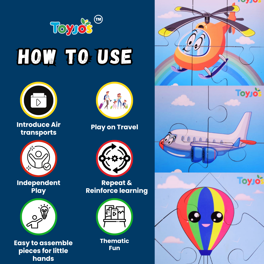 Wooden Jigsaw Puzzles - Air Transport (3-in-1)