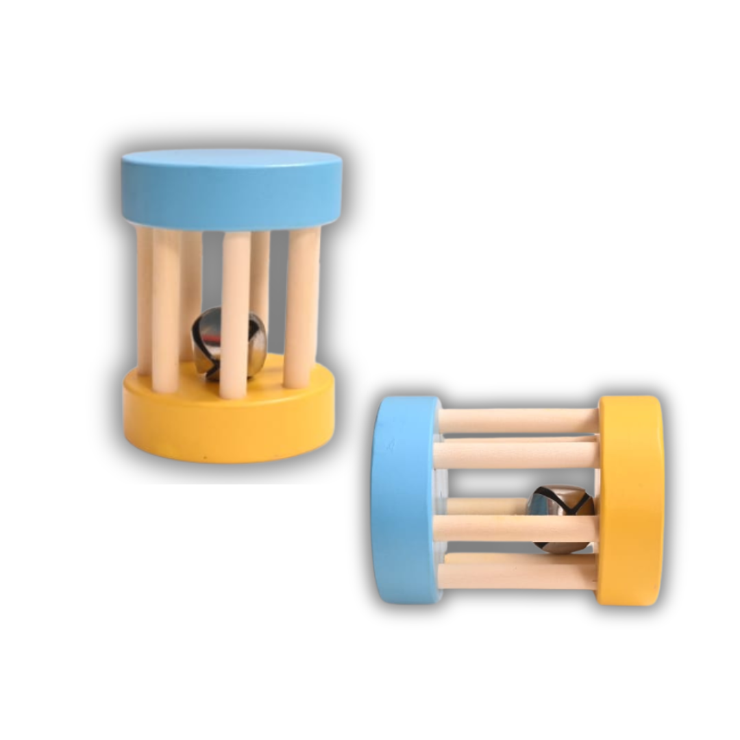 Wooden Rolling Bell Rattle – Safe & Eco-Friendly Baby Toy (0-2 Years)
