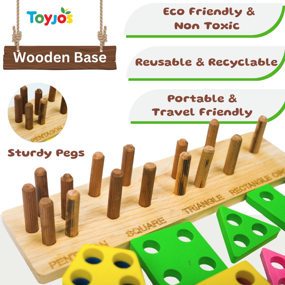 Toyjos - Wooden Shape Sorter Educational Geometric Toy