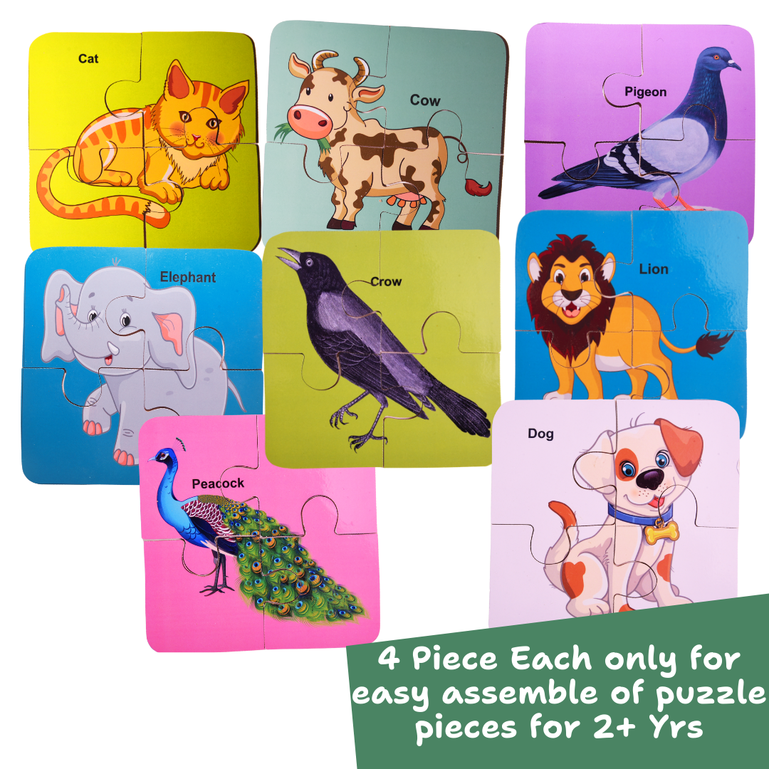 Wooden Birds & Animal Puzzle -  Fun and Learning Game for Toddlers