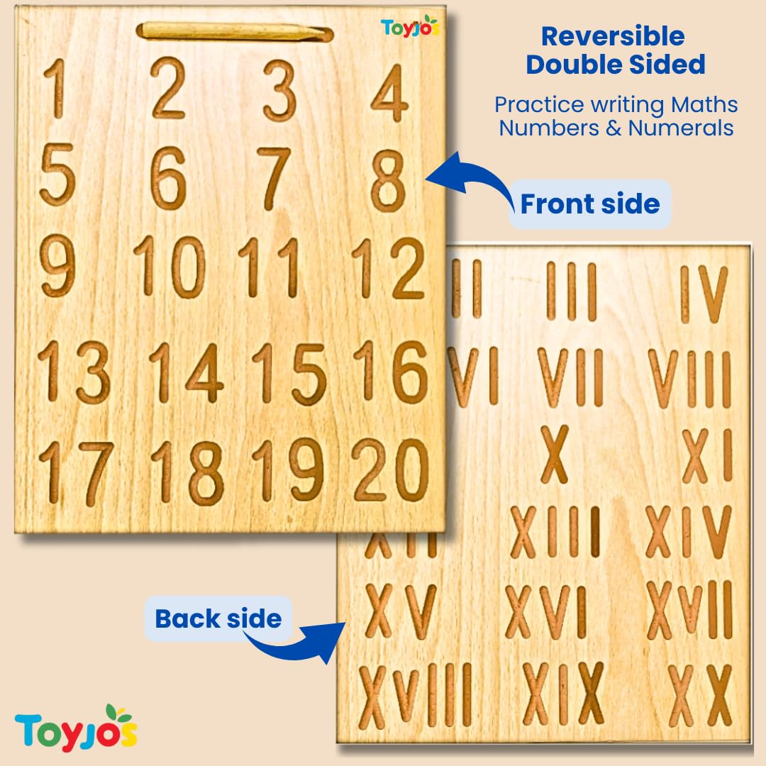 Kids Educational Wooden Tracing Board Set with Stylus Pen | Double-Sided Reversible Alphabets, Hindi, Numbers Writing Slate | Montessori Learning Writing Slate Toy (Age 2+, Set of 3)