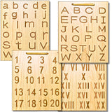 Wooden Alphabet & Number Tracing Boards with Tracing Pen | 2 Double-Sided Boards | Capital & Small Letters + Number Writing (1–20) & Roman Numerals | Montessori Learning Writing Slate (Age 2+)
