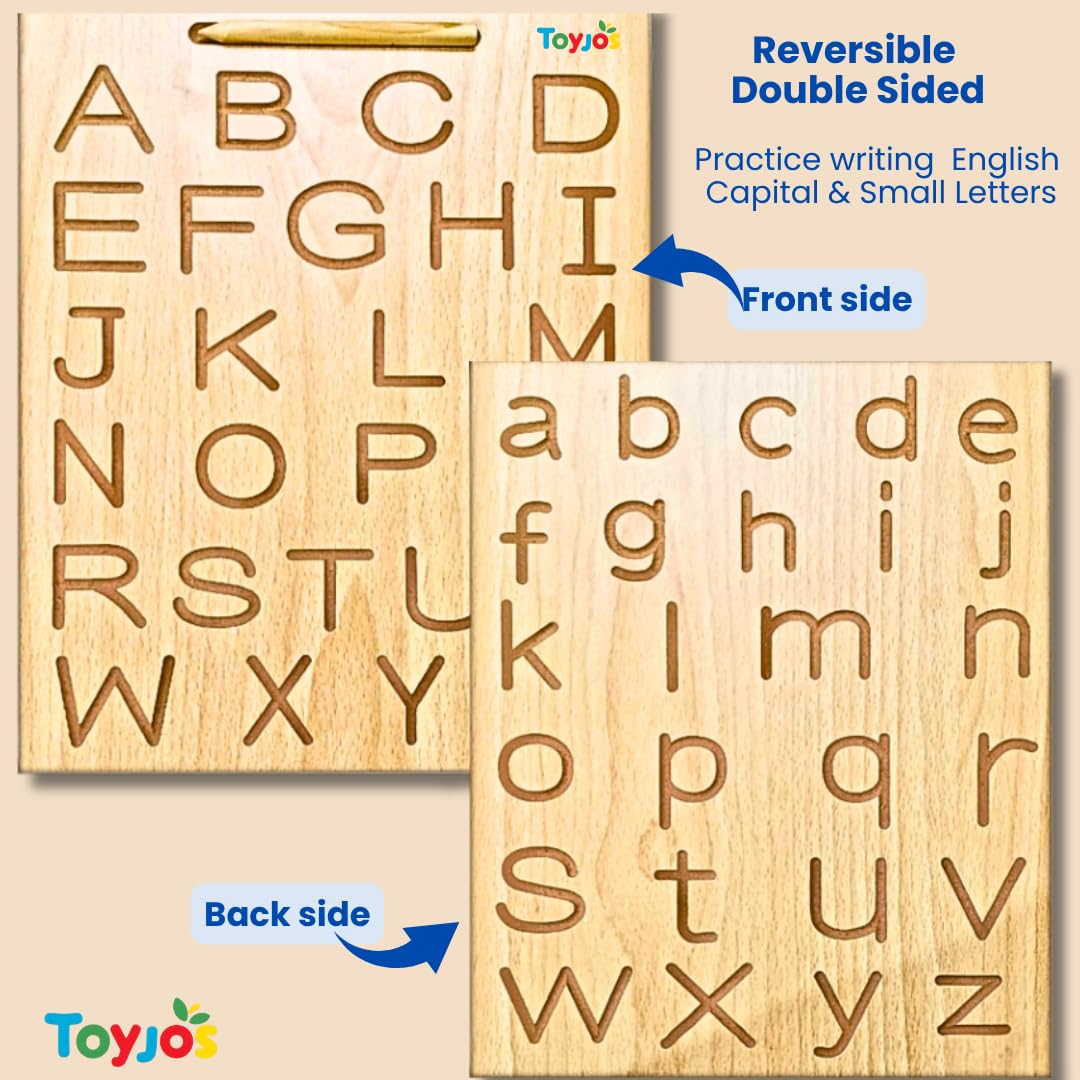 Kids Educational Wooden Tracing Board Set with Stylus Pen | Double-Sided Reversible Alphabets, Hindi, Numbers Writing Slate | Montessori Learning Writing Slate Toy (Age 2+, Set of 3)