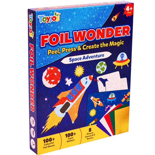 TOYJOS Space Adventure Foil Art Kit for Kids 220+ Pieces No Mess DIY Craft Kit Creative Activity Play Set with Foil Sheets Stickers & Canvases Educational Gift for Boys Girls 4 to 9 Years