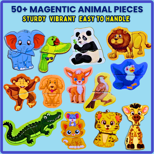 Wooden 3D Magnetic Animal Puzzle(50+ pieces)