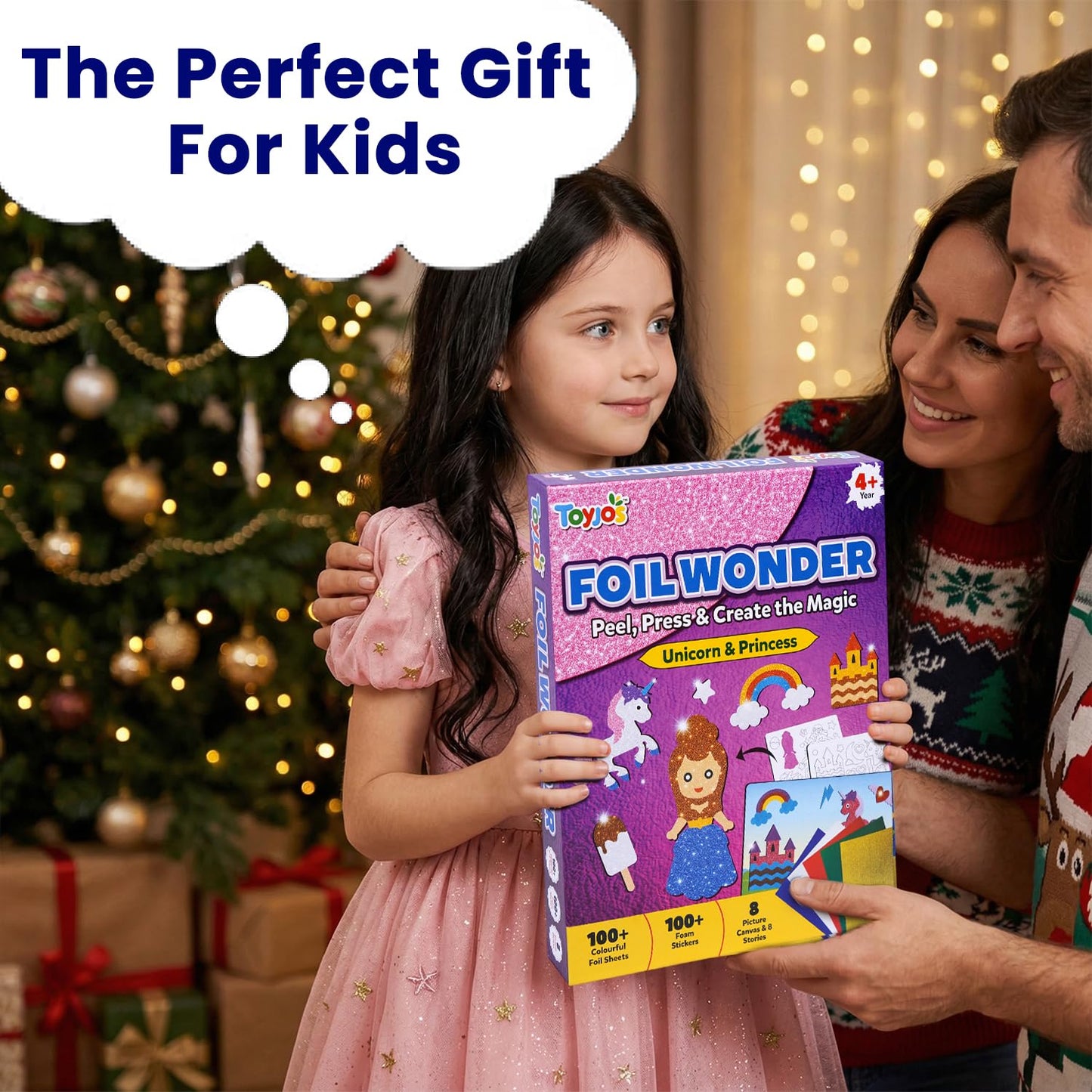 TOYJOS Foil Wonder Unicorn & Princess Art Kit for Kids | No Mess DIY Foil Craft Set | Creative Activity for Girls & Boys Ages 4-9 | Educational Gift & Travel Art Toy for Kids