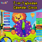 Toyjos 7-in-1 Wooden STEM Calendar, Clock, Weather & Seasons Learning Board for Kids.